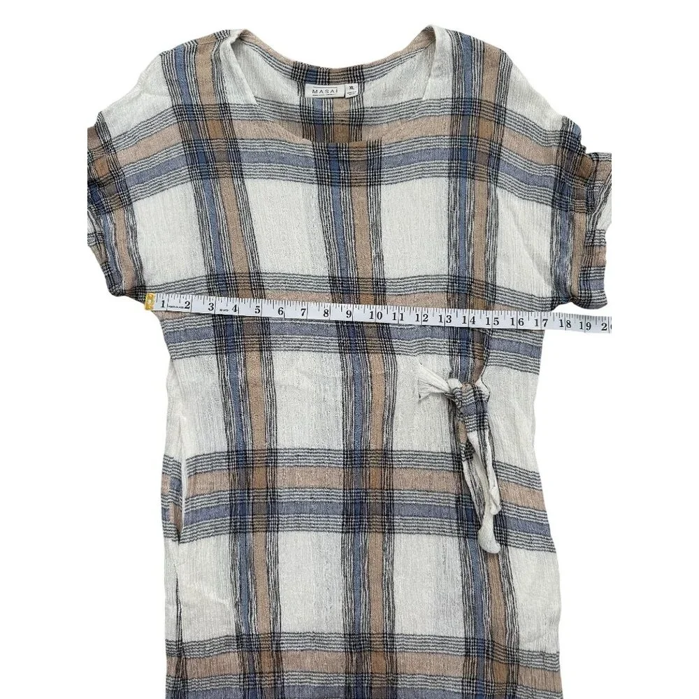 Masai Copen Hagen Womens Plaid Midi Dress With Side Tie Size XL - Picture 9 of 9